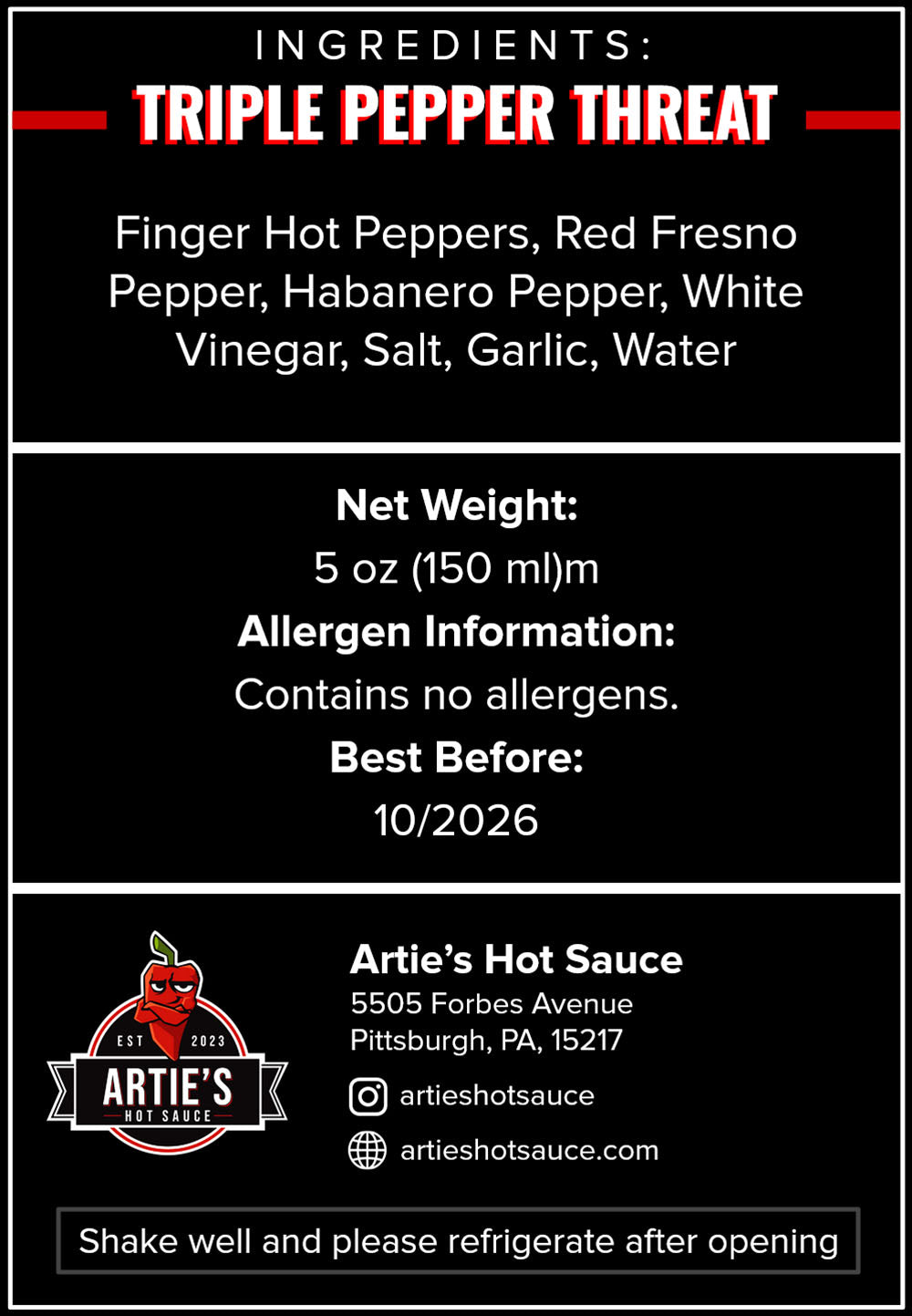 Triple Pepper Threat Label