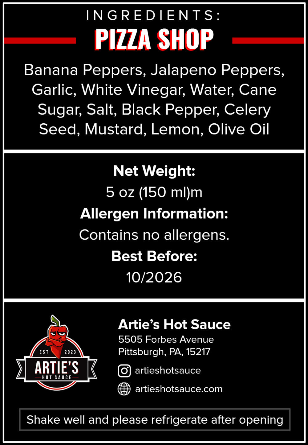 Pizza Shop – Artie's Hot Sauce