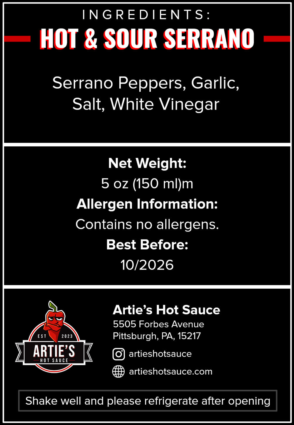 Hot And Sour Serrano Label