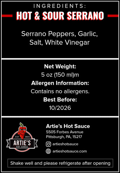 Hot And Sour Serrano Label